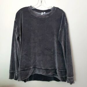 Cable & gauge velour crewneck sweatshirt, gray with sheen, women's size medium